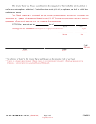 Form CC-DC-CR-078BLR General Waiver and Release - Maryland (English/Russian), Page 2