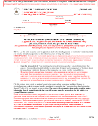 Document preview: Form CC-GN-043BLR Petition by Parent (Appointment of Standby Guardian) - Maryland (English/Russian)