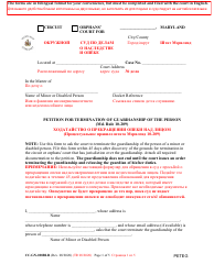 Document preview: Form CC-GN-028BLR Petition for Termination of Guardianship of the Person - Maryland (English/Russian)