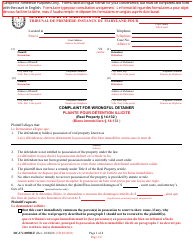Document preview: Form DC-CV-089BLF Complaint for Wrongful Detainer - Maryland (English/French)