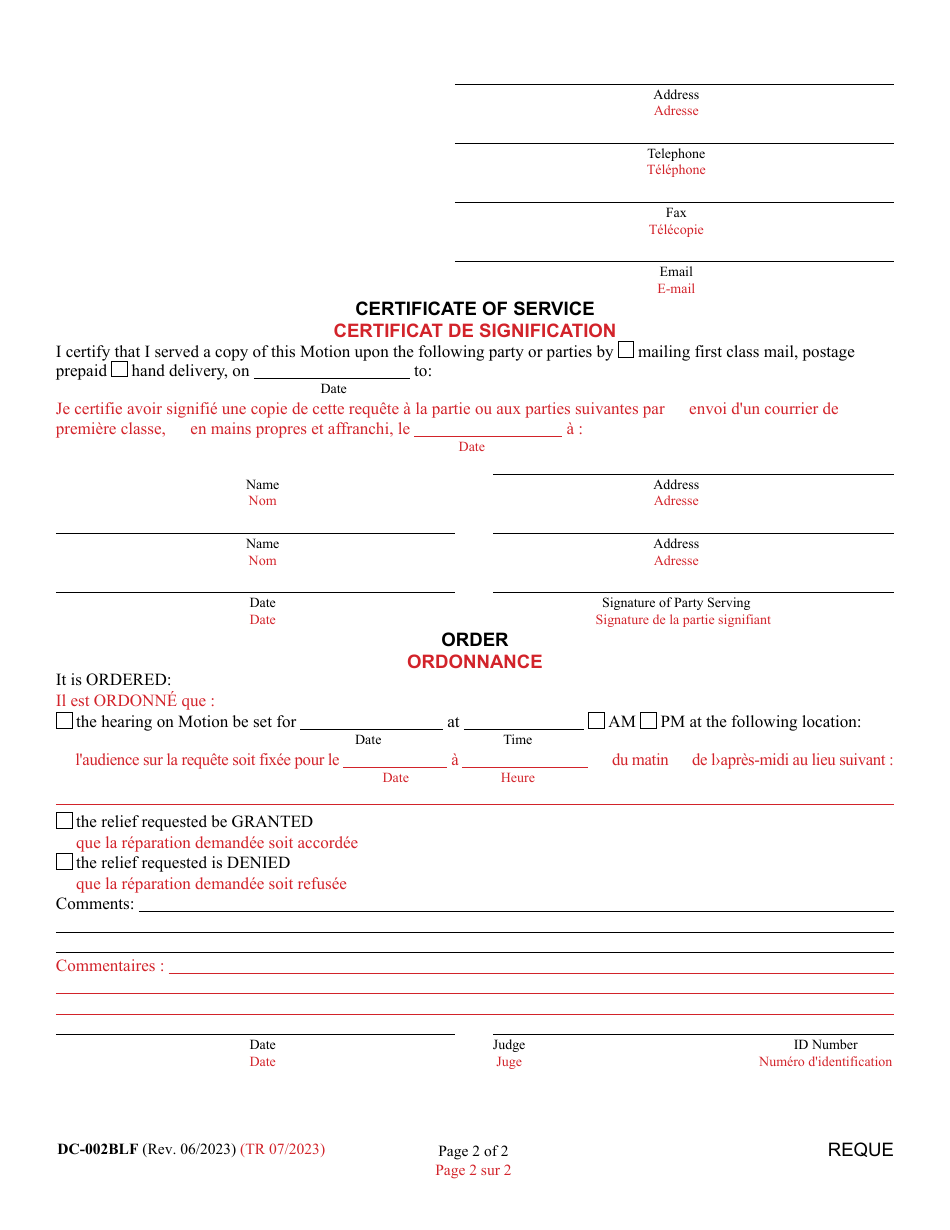 Form DC-002BLF - Fill Out, Sign Online and Download Printable PDF ...