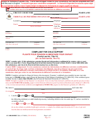 Document preview: Form CC-DR-001BLF Complaint for Child Support - Maryland (English/French)