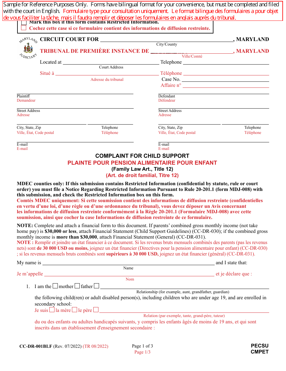 Form CC-DR-001BLF - Fill Out, Sign Online and Download Fillable PDF ...