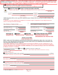 Document preview: Form CC-DC-DV-006BLF Petition to Modify/Rescind/Extend Protective Order - Maryland (English/French)