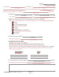 Form CC-DC-060BLF Petition for Change of Name of an Adult - Maryland (English/French), Page 2