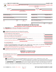 Form CC-CV-081BLF Petition for Warrant of Restitution - Maryland (English/French), Page 3