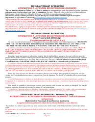 Form CC-CV-081BLF Petition for Warrant of Restitution - Maryland (English/French), Page 5