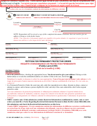 Document preview: Form CC-DC-DV-018BLF Petition for Permanent Protective Order - Maryland (English/French)