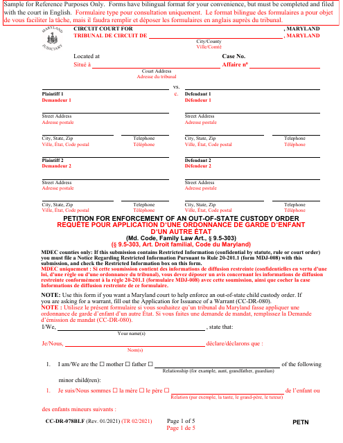 Form CC-DR-078BLF  Printable Pdf