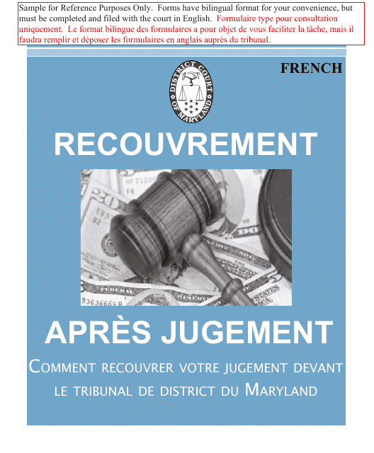 Form DC-CV-060BRFR Post-judgment Collection Brochure - Maryland (French)