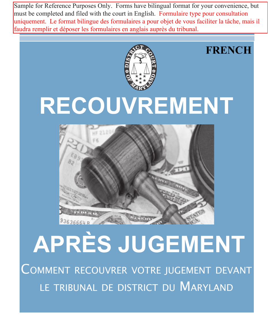 Form DC-CV-060BRFR Post-judgment Collection Brochure - Maryland (French), Page 1