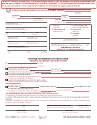 Document preview: Form DC-CV-081BLF Petition for Warrant of Restitution - Maryland (English/French)
