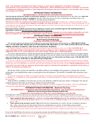 Form DC-CV-081BLF Petition for Warrant of Restitution - Maryland (English/French), Page 3