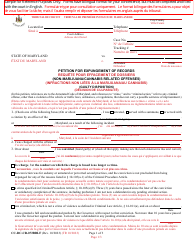 Document preview: Form CC-DC-CR-072BBLF Petition for Expungement of Records (Non-marijuana/Cannabis Related Offenses) - Maryland (English/French)