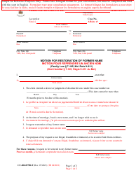 Form CC-DR-097BLF Motion for Restoration of Former Name - Maryland (English/French)