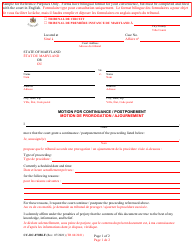 Document preview: Form CC-DC-070BLF Motion for Continuance/Postponement - Maryland (English/French)