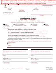 Document preview: Form CC-DC-CR-001SBLF Confidential Supplement - Maryland (English/French)
