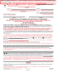 Document preview: Form CC-DC-053BLF Petition to Seal or Otherwise Limit Inspection of a Case Record - Maryland (English/French)