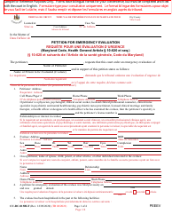 Document preview: Form CC-DC-013BLF Petition for Emergency Evaluation - Maryland (English/French)