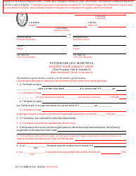 Document preview: Form DC-CV-086BLF Petition for Levy in Distress - Maryland (English/French)