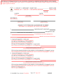 Document preview: Form CC-GN-003BLF Answer to Petition for Guardianship of Minor - Maryland (English/French)