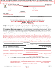 Form CC-GN-033BLF Petition for Appointment of Health Care Professionals - Maryland (English/French)