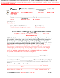 Form CC-GN-028BLF Petition for Termination of Guardianship of the Person - Maryland (English/French)