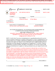 Document preview: Form CC-GN-034BLF Petition for Removal of Guardian and Appointment of a Substituted or Successor Guardian - Maryland (English/French)