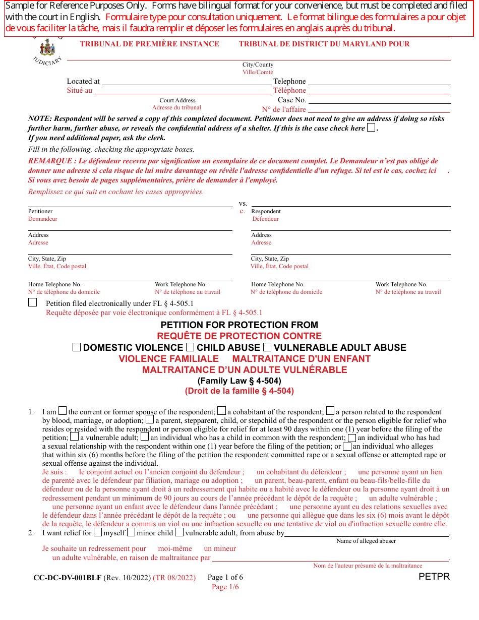Form CC-DC-DV-001BLF - Fill Out, Sign Online and Download Printable PDF ...