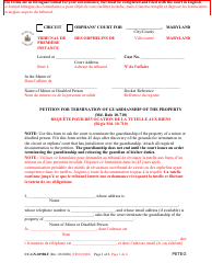 Form CC-GN-029BLF Petition for Termination of Guardianship of the Property - Maryland (English/French)