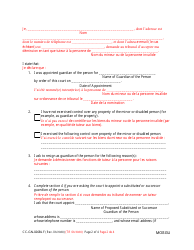 Form CC-GN-026BLF Petition for Resignation of Guardian of the Person and Appointment of Substituted or Successor Guardian - Maryland (English/French), Page 2