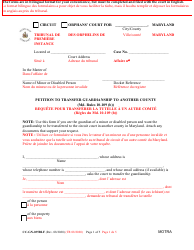 Document preview: Form CC-GN-035BLF Petition to Transfer Guardianship to Another Count - Maryland (English/French)