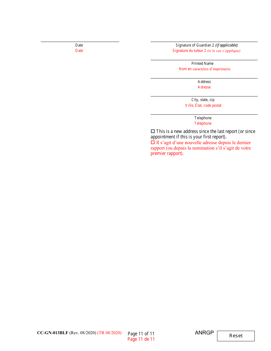 Form CC-GN-013BLF Annual Report of Guardian of Disabled Person - Maryland (English / French), Page 11