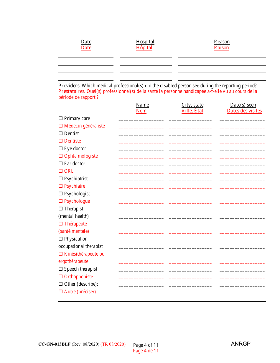 Form CC-GN-013BLF Annual Report of Guardian of Disabled Person - Maryland (English / French), Page 4