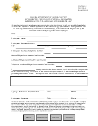 Document preview: Attachment 4 Authorization for Release of Medical Information in Reference to the Americans With Disabilities Act - Florida