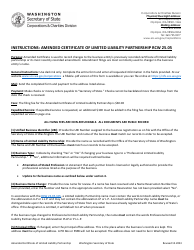 Document preview: Amended Certificate - Limited Liability Partnership - Washington