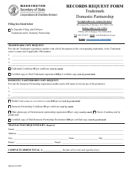 Document preview: Records Request Form - Trademark/Domestic Partnership - Washington