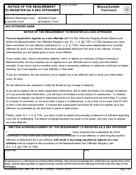 Document preview: Form TC0047 Notice of the Requirement to Register as a Sex Offender - Massachusetts