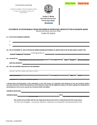 Form CC232 Statement of Withdrawal From Partnership Operating Under Fictitious Business Name - County of San Diego, California