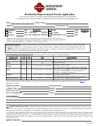 Document preview: Residential Improvements Permit Application - City of San Antonio, Texas