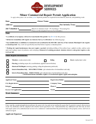 Document preview: Minor Commercial Repair Permit Application - City of San Antonio, Texas