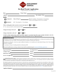 Re-roof Permit Application - City of San Antonio, Texas