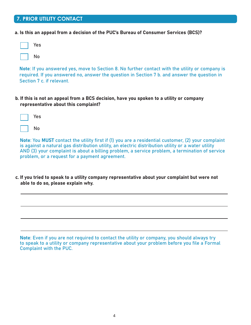 Formal Complaint - Printable Form - Pennsylvania, Page 4