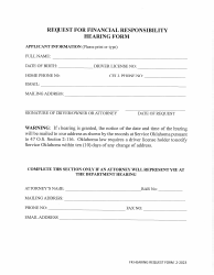Request for a Financial Responsibility Hearing Form - Oklahoma, Page 2