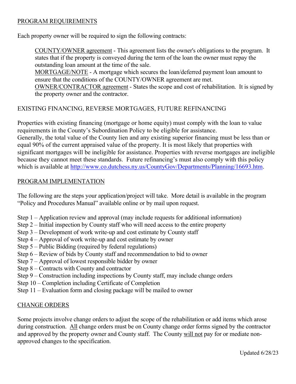 Senior Citizen Owner-Occupied Property Rehabilitation Program Application - Dutchess County, New York, Page 4