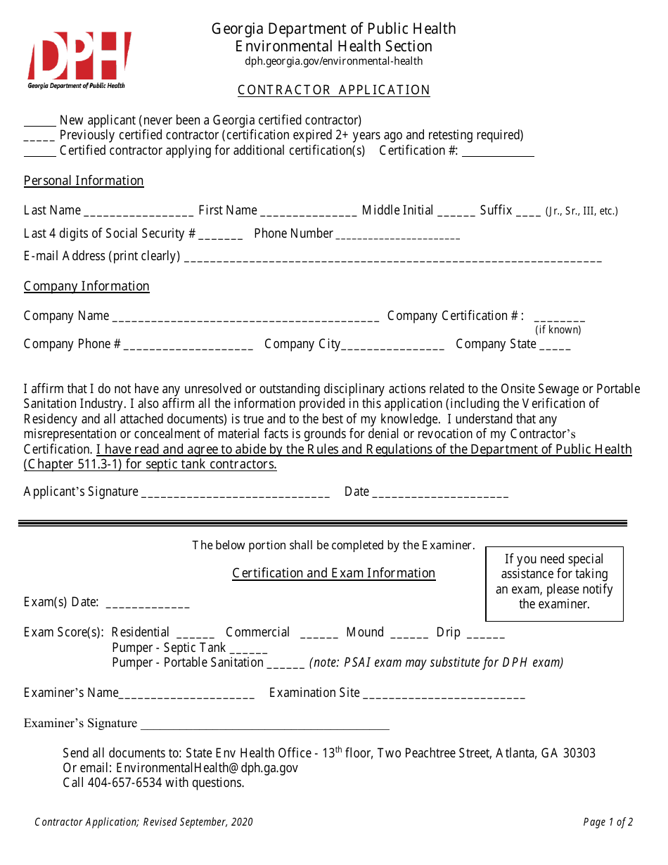 Contractor Application - Georgia (United States), Page 1