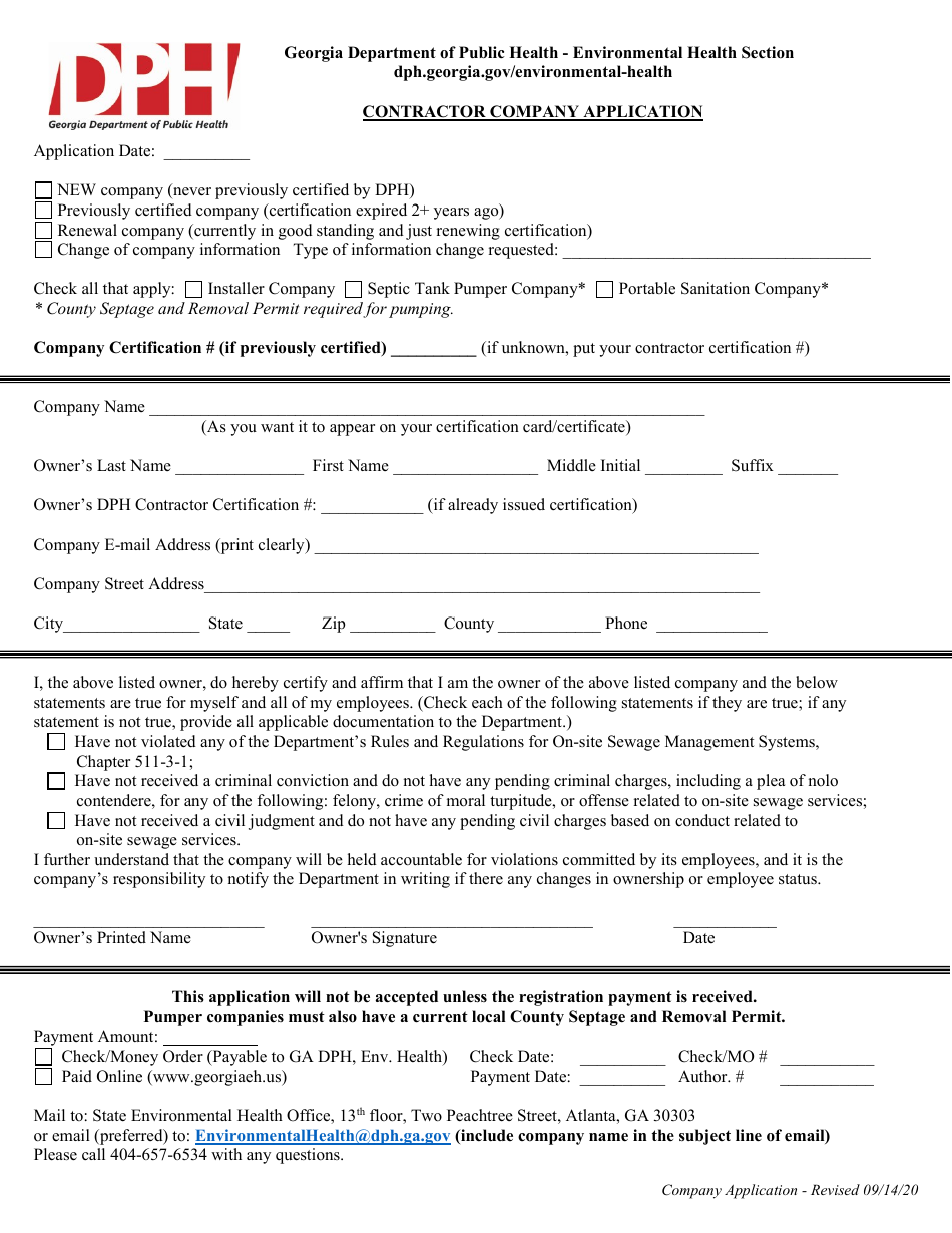 Contractor Company Application - Georgia (United States), Page 1