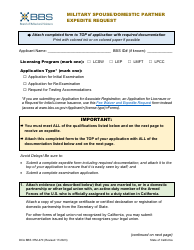 Document preview: Form DCA BBS37M-470 Military Spouse/Domestic Partner Expedite Request - California