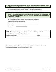 Form DCA BBS37M-470 Military Spouse/Domestic Partner Expedite Request - California, Page 2