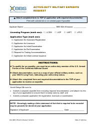 Document preview: Form DCA BBS37M-474 Active-Duty Military Expedite Request - California